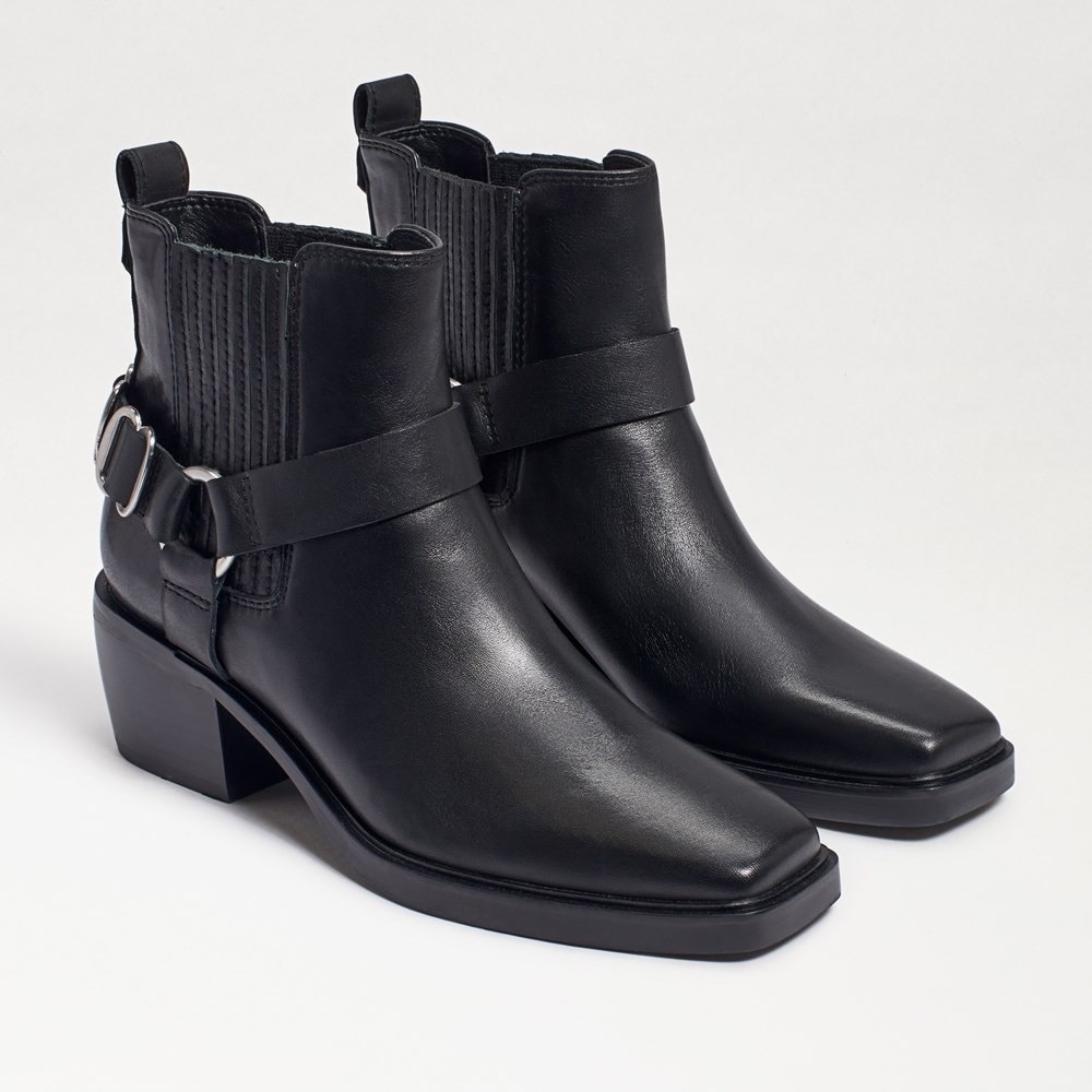 Sam Edelman Bellamie Booties $200 ~ Black Leather Heeled Short Boots 7.5